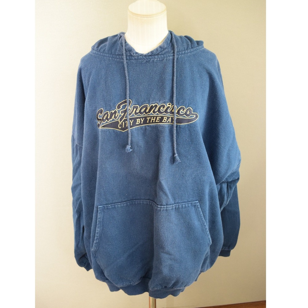 Crazy Shirt Hoodie XL Blue San Francisco City by the Bay Vtg Mens Pullover USA